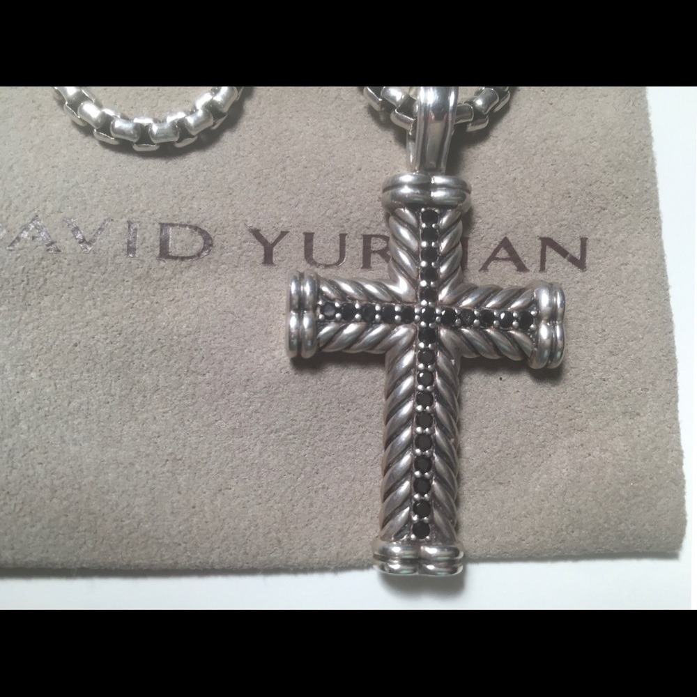 David Yurman Large Size Cross with Black Diamonds